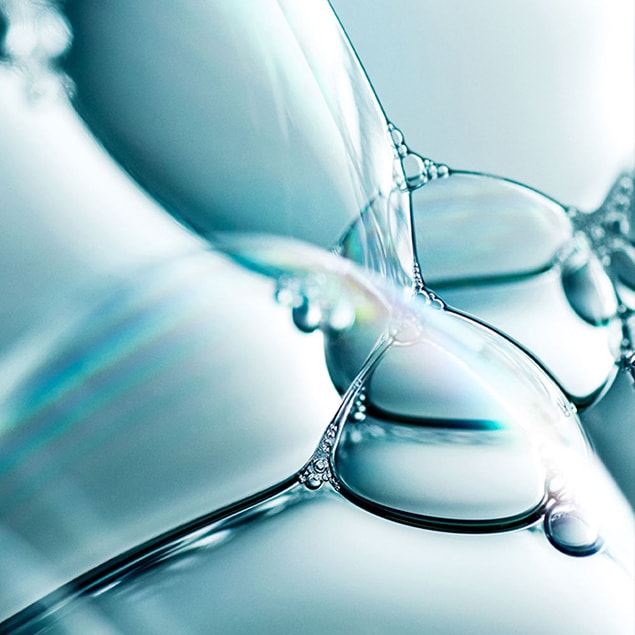 Macro image of bubbles in water.